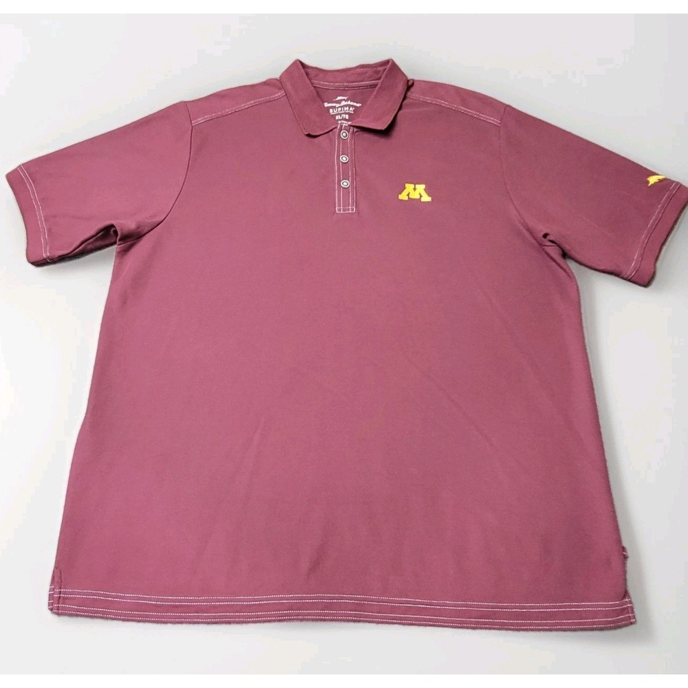 Tommy Bahama Men's XL Polo Shirt Maroon U of M Logo Supima Cotton Pima Blend
